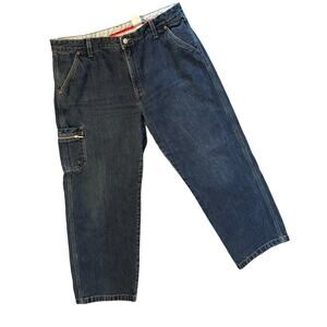 Levis Womens Size 16M Utility Cargo Jeans Dark Wash Carpenter Vintage 2002 Y2K